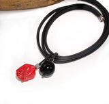 Contemporary necklace with two chunky pendants