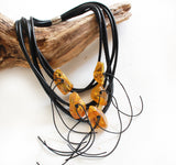 Elegant necklace with five Ambers