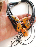 Elegant necklace with five Ambers