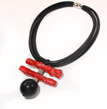 Bold sculptural necklace red and black