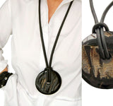 Adjustable long necklace with  chunky geometric pendant