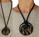 Adjustable long necklace with  chunky geometric pendant