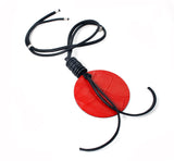 Adjustable and reversible! Long-short necklace with red disk