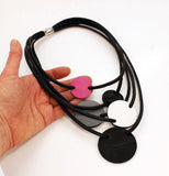 Color blocking leather necklace