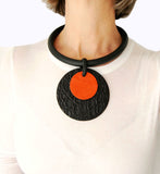 Chunky necklace /orange-black/