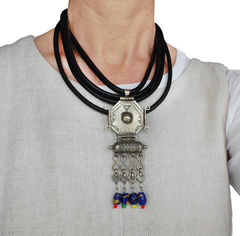 Contemporary tribal necklace with vintage pendant from Morocco
