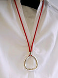 Long geometric necklace red