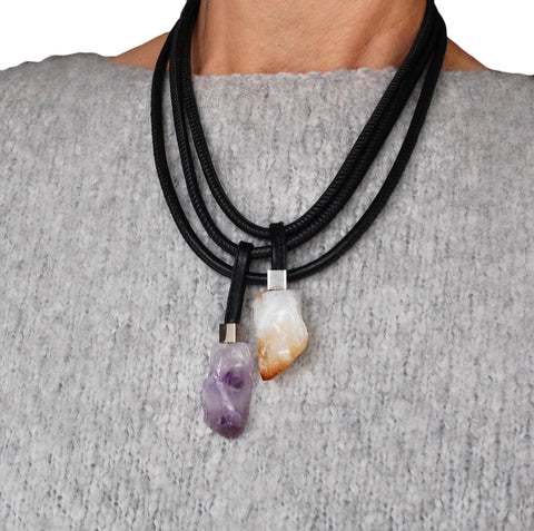Elegant contemporary necklace with healing stones