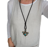 Long tribal necklace with vintage pendant from Afghanistan