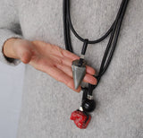 Atypical Long Elegant Contemporary Necklace with Chunky Stones