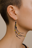 Chic Amber earrings on long leather cords
