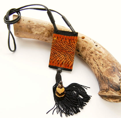 Long Tribal Necklace with Animal Print