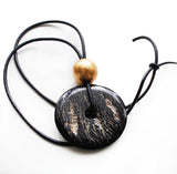 Long necklace with chunky geometric pendants