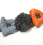 Long sculptural necklace with chunky color block pendant