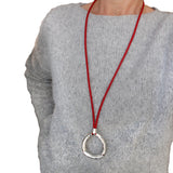 Long red necklace