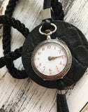 Nostalgic short contemporary necklace with antique silver pocket watch