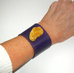 Leather cuff with natural Amber