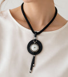 Nostalgic short contemporary necklace with antique silver pocket watch