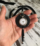 Nostalgic short contemporary necklace with antique silver pocket watch
