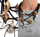 Elegant Amber necklace with five stones