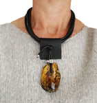 Elegant necklace with huge Amber pendant