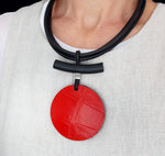 Huge red disk necklace