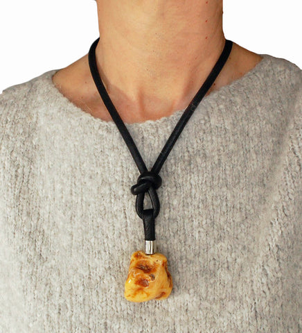 Necklace with large Amber pendant
