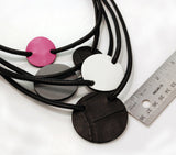 Color blocking leather necklace